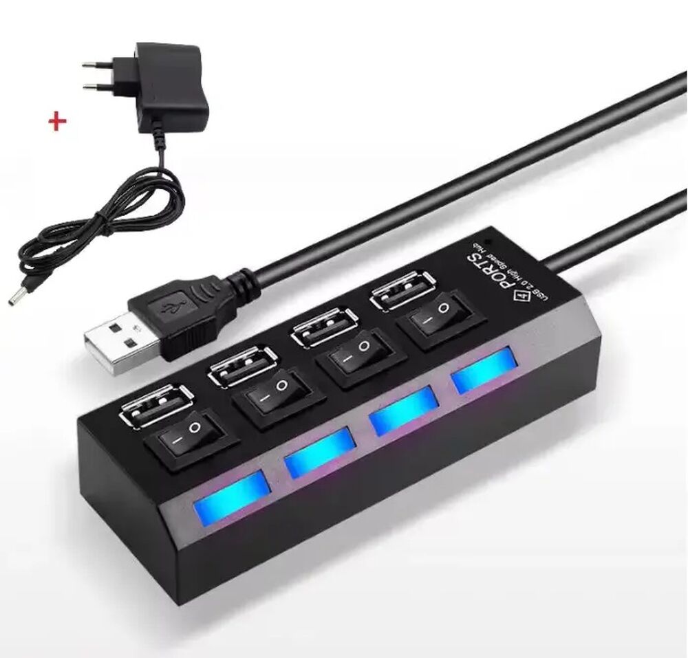 USB-hub 2.0 HUB (4 porturi) cu sursă de alimentare externă - cumpărați în magazinul online Torgsoft