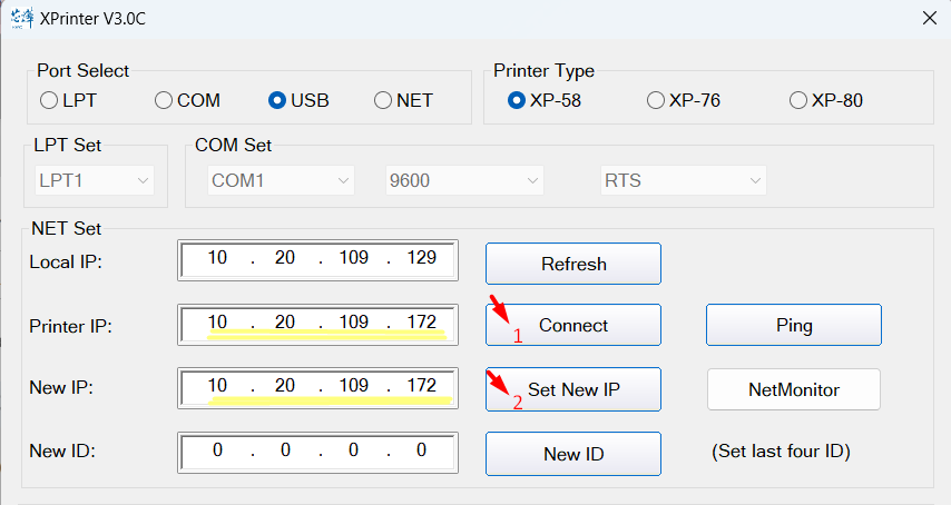 Changing the Printer's IP Address