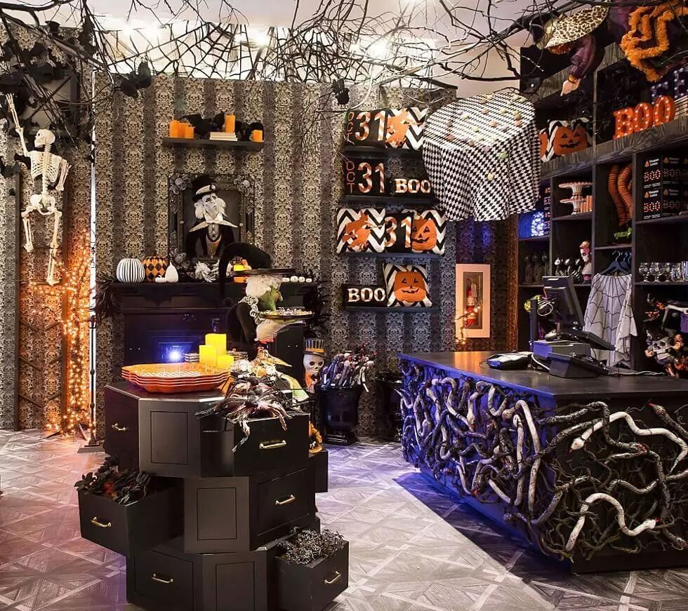 Decorations for a Halloween storefront